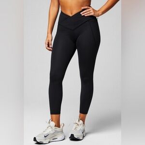 Fabletics Grey/Pink/Blue Heathered Crossover Legging Medium